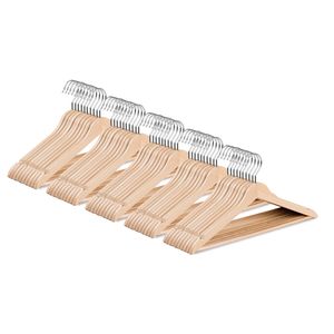 Wicotex-Kledinghanger hout-kleerhanger, 50 stuks, met rok inkepingen en broekspijpen, draaibare haak, beige