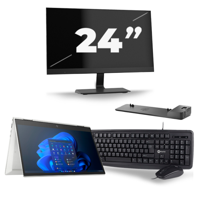 HP EliteBook x360 830 G8 - Intel Core i5-11e Generatie - 13 inch - 16GB RAM - 256GB SSD - Windows 11 Home + 1x 24 inch Monitor