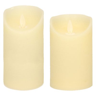 Set van 2x stuks Ivoor Witte Led kaarsen met bewegende vlam