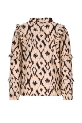 Like Flo winter blouse meisjes - beige/bruin - Carlin - geweven - ruffle
