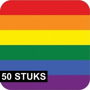 50x Bierviltjes regenboog thema print