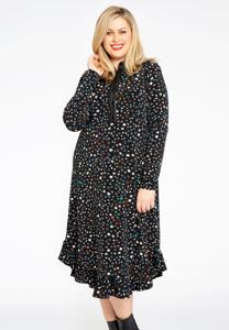 Yoek Blouse-jurk ruches STARLIGHT | Zwart | Maat 54/56