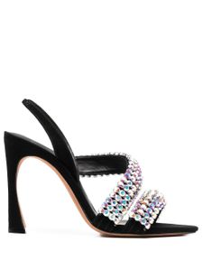 Alexandre Birman sandales en cuir à ornements en cristal - Noir