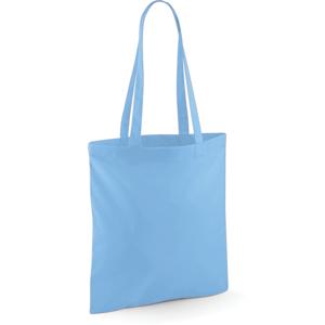 Draagtasje met hengsels - lichtblauw - 42 x 38 cm - katoen - 10 liter - boodschappen - gymtas