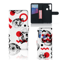 Telefoonhoesje met Naam Motorola G8 Power Skull Red - thumbnail