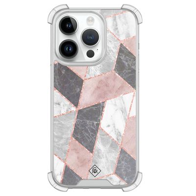 iPhone 14 Pro siliconen shockproof hoesje - Stone grid