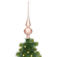 Decoris Kerst piek - 1x - lichtroze - 26 cm - glas - mat - kerstboompiek