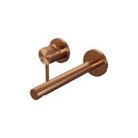 Brauer Copper Carving Wastafelmengkraan inbouw - rechte uitloop rechts - hendel lang smal carving- model A2 PVD - geborsteld koper 5-GK-083-S6-65