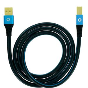 Oehlbach USB Plus B USB 2.0 [1x USB-A 2.0 stekker - 1x USB-B 2.0 stekker] 7.50 m Blauw Vergulde steekcontacten
