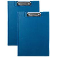 Documenten Clipboard in A4 formaat - 2x - Blauw - pvc - Klembord - Kantoor - 21 x 29 cm