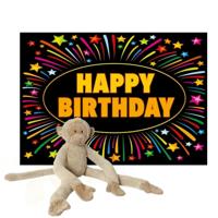 Happy Horse knuffel aap - 85 cm - met een verjaardag wenskaart - happy birthday - versturen