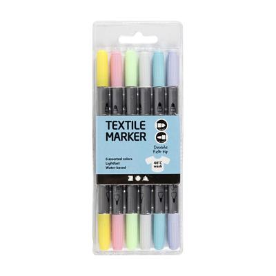 Creativ Company Dubbelzijdige textielstiften - pastel, 6st.