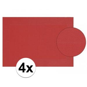 Placemats - 4x stuks - rood - gevlochten - 45 x 30 cm - onderleggers