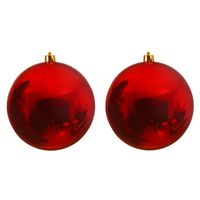 2x Mega kerst rode kerstballen van 25 cm glans kunststof