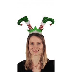 Kerst haarband/diadeem elfen beentjes groen   -