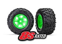 Tires & wheels, assembled, glued (X-Maxx green wheels) (TRX-7772G)