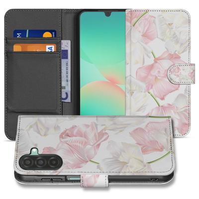 Samsung Galaxy A17 Boekhoesje Lovely Flowers Roze Wit Met Magneet