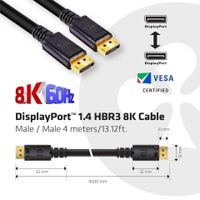 CLUB3D DisplayPort 1.4 HBR3 8K Kabel M/M 4meter - [CAC-1069B] - thumbnail