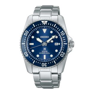 Seiko SNE585P1 Horloge Prospex Solar staal zilverkleurig-blauw 38,5 mm