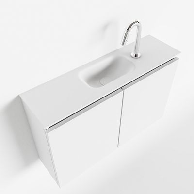 Toiletmeubel Mondiaz Ture | 80 cm | Meubelkleur Talc | Eden wastafel Talc Midden | 1 kraangat