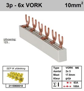 SEP Verdeelkam 3f Vork 6p 18mm M6 grijs F03006G06