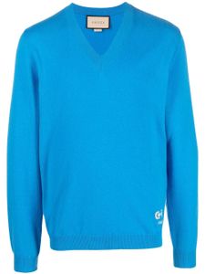 Gucci V-neck Horsebit-detail sweater - Bleu