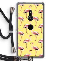 Flamingo's geel: Sony Xperia XZ2 Transparant Hoesje met koord