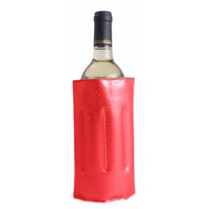 1x Wijnflessen/drankflessen koeler hoes rood 34 x 18 cm   -