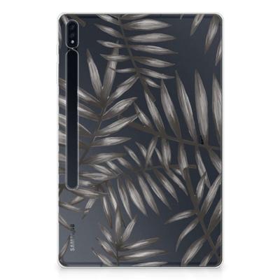 Samsung Galaxy Tab S7 Plus | S8 Plus | Siliconen hoesje | Leaves Grey Samsung Galaxy Tab S7 Plus | S8 Plus | Siliconen hoesje | Leaves Grey