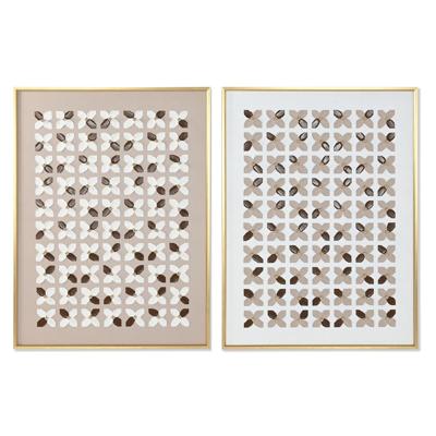 Schilderij Home ESPRIT Wit Beige Gouden Modern Stads 90 x 3,5 x 120 cm (2 Stuks)