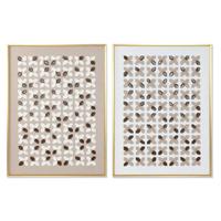Schilderij Home ESPRIT Wit Beige Gouden Modern Stads 90 x 3,5 x 120 cm (2 Stuks)