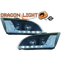 Koplampen passend voor + DRL passend voor Ford Focus II 2004-2008 zwart 1416385 Koplampen passend voor + DRL passend voor Ford Focus II 2004-2008 zwart 1416385