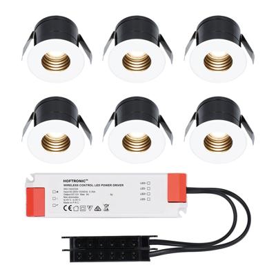 Set van 6 Betty LED Mini Inbouwspots met Trafo - 12 Volt 3 Watt 140 lumen - Verzonken - Plat 37mm - 2700K - IP44 waterdicht - Niet Dimbaar - Wit