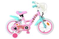 Paw Patrol kinderfiets - meisjes - 14 inch - roze - twee handremmen