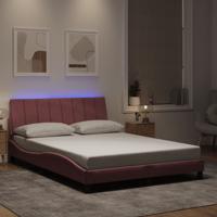 Bedframe met LED-verlichting fluweel roze 140x200 cm