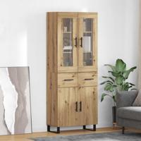 Hoge kast met lade 2 pcs Artisan Eiken Geengineerd Hout en Glas