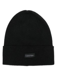 Calvin Klein bonnet nervuré à logo brodé - Noir