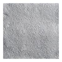 Servetten Luxe - 15x stuks - 40 x 40 cm - zilver - barok patroon - 3 laags