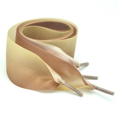 Kleur kleur 4cm breedte satijn zijde lint schoenveters sneaker sport schoenen witte schoenen veters lengte: 120cm (geel bruin)