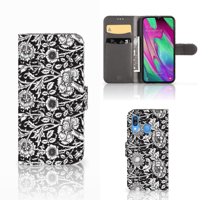 Samsung Galaxy A40 Hoesje Black Flowers