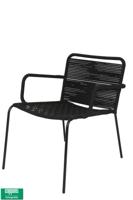 Dover lounge stoel rope zwart