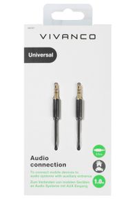 Vivanco 38767 Jackplug Audio Aansluitkabel [1x Jackplug male 3,5 mm - 1x Jackplug male 3,5 mm] 1.00 m Zwart