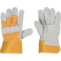 Werkhandschoenen - leer - geel - voor volwassenen - 1 paar - Werkhandschoenen voor klussen/tuin