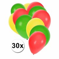 Ballonnen groen/geel/rood 30 stuks - thumbnail