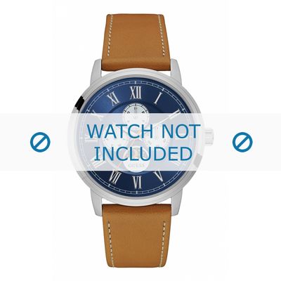 Guess horlogeband W0870G4 Delancy Leder Lichtbruin 22mm + wit stiksel