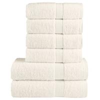 VidaXL 6-delige handdoekenset solund 600 g/m² crèmekleurig