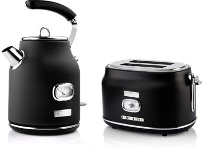 Westinghouse Retro waterkoker + broodrooster 2 sleuven - zwart