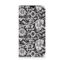 iPhone 13 Mini Smart Cover Black Flowers - thumbnail