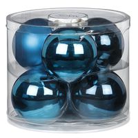 Grote kerstballen - 6x st - diep blauw - 10 cm - glas - glans/mat - thumbnail