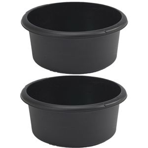 Set van 2x afwasteil/afwasbak - 4 liter - zwart - 27 x 27 x 13 cm